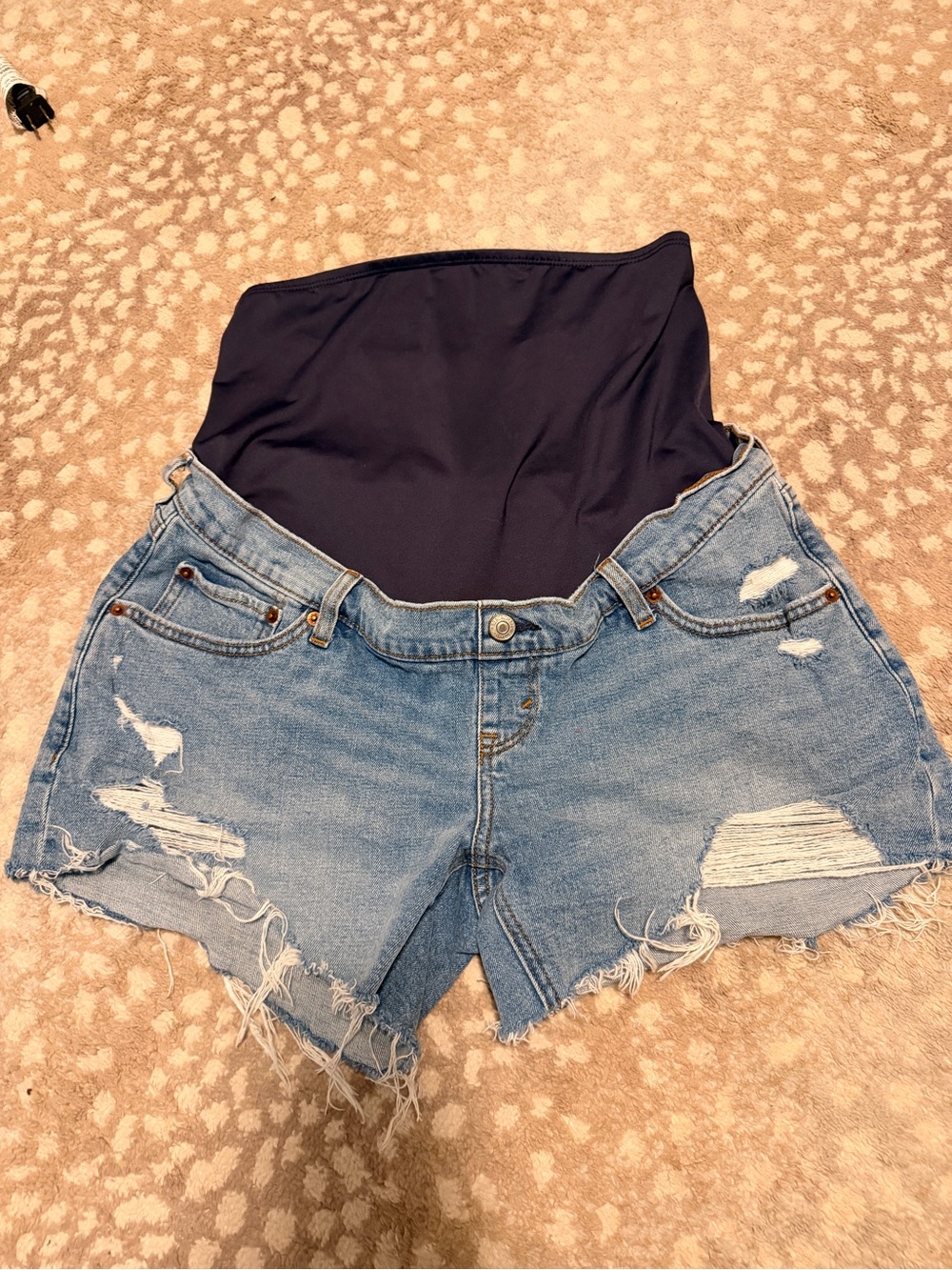 Abercrombie and Fitch Maternity Denim Distressed Shorts